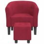 Armchair with red wine velvet footstool by , Armchairs - Ref: Foro24-356455, Price: 167,88 €, Discount: %