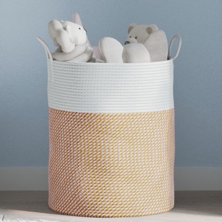 Cesta de almacenaje algodón marrón y blanco Ø38x46 cm de , Cestas - Ref: Foro24-358484, Precio: 37,03 €, Descuento: %