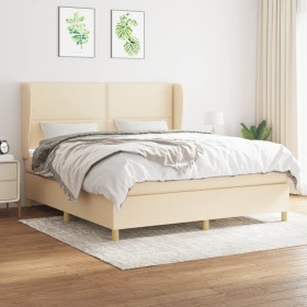 Cama box spring con colchón tela color crema 180x200 cm en Camas y somieres | Comprar online en Foro24