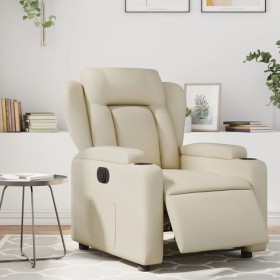 Sillón reclinable eléctrico de cuero sintético crema de , Sillones - Ref: Foro24-3204531, Precio: 253,79 €, Descuento: %