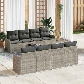Conjunto de sofá de jardín 9 pcs Gris claro 55 x 55 x 37 cm