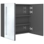 Armario de baño con espejo LED gris brillante 62x14x60 cm