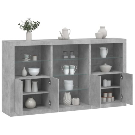 Sideboard with LED lights in concrete gray 181.5x37x100 cm by , Sideboards - Ref: Foro24-3209180, Price: 203,81 €, Discount: %