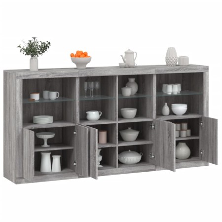 Sideboard mit LED-Lichtern in Sonoma-Grau 202x37x100 cm von , Sideboards - Ref: Foro24-3209161, Preis: 330,68 €, Rabatt: %