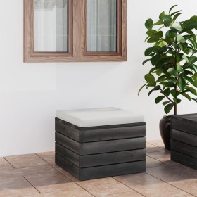 Pallet ottoman for garden with pine wood cushion by vidaXL, Modular outdoor sofas - Ref: Foro24-3061697, Price: 82,04 €, Disc...