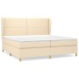 Cama box spring con colchón tela color crema 200x200 cm