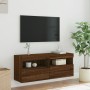 Wand-TV-Möbel mit LED-Lichtern, Eiche braun, 100x30x40 cm. von , TV-Möbel - Ref: Foro24-837217, Preis: 65,11 €, Rabatt: %
