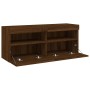 Mueble de TV de pared con luces LED roble marrón 100x30x40 cm de , Muebles TV - Ref: Foro24-837217, Precio: 62,50 €