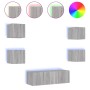 Muebles de TV de pared con luces LED 5 piezas gris Sonoma de , Muebles TV - Ref: Foro24-3216865, Precio: 171,35 €, Descuento: %