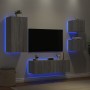 Wand-TV-Möbel mit LED-Lichtern, 4-teilig, in Sonoma-Grau. von , TV-Möbel - Ref: Foro24-3216886, Preis: 173,02 €, Rabatt: %