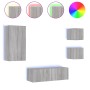 Muebles de TV de pared con luces LED 4 piezas gris Sonoma de , Muebles TV - Ref: Foro24-3216886, Precio: 175,16 €, Descuento: %