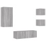 Muebles de TV de pared con luces LED 4 piezas gris Sonoma de , Muebles TV - Ref: Foro24-3216886, Precio: 175,16 €, Descuento: %