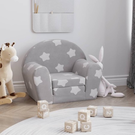 Kinder-Schlafsofa aus weichem hellgrauem Plüsch mit Sternen von , Baby- und Kleinkindmöbel - Ref: Foro24-356992, Preis: 48,59...