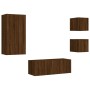 Muebles TV pared con LED 5 pzas madera ingeniería marrón roble de , Muebles TV - Ref: Foro24-3216831, Precio: 184,91 €