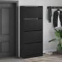 Shoe cabinet with 4 foldable drawers black 80x34x187.5 cm by , Shoe racks and shoe organizers - Ref: Foro24-3214379, Price: 1...