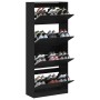 Shoe cabinet with 4 foldable drawers black 80x34x187.5 cm by , Shoe racks and shoe organizers - Ref: Foro24-3214379, Price: 1...
