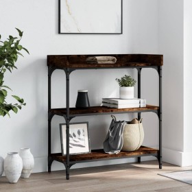 Console table with smoked oak shelves 75x30x80 cm by , Side tables - Ref: Foro24-837814, Price: 52,14 €, Discount: %