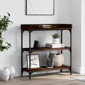 Console table with brown oak shelves 75x30x80 cm by , Side tables - Ref: Foro24-837816, Price: 47,73 €, Discount: %