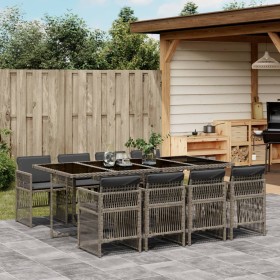 Set comedor jardín 9 pzas y cojines ratán sintético gris de , Conjuntos de jardín - Ref: Foro24-3210920, Precio: 601,70 €, De...