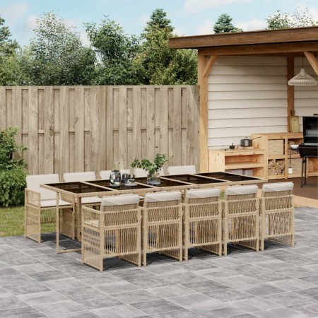 Garten-Essgruppe 11-teilig mit beigen Polstern aus synthetischem Rattan von , Gartensets - Ref: Foro24-3210934, Preis: 882,32...