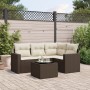 Garten-Essgruppe, 5-teilig, mit braunen Kunststoff-Rattan-Kissen. von , Modulare Sofas für den Außenbereich - Ref: Foro24-325...