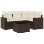 Garten-Essgruppe, 5-teilig, mit braunen Kunststoff-Rattan-Kissen. von , Modulare Sofas für den Außenbereich - Ref: Foro24-325...