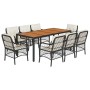 Set de comedor de jardín 9 pzas y cojines ratán sintético negro de , Conjuntos de jardín - Ref: Foro24-3212041, Precio: 837,0...