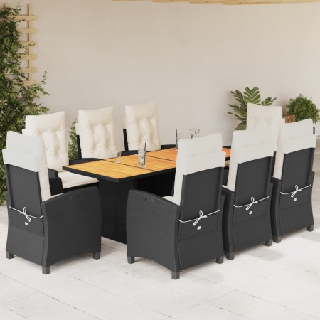 Set de comedor de jardín 9 pzas y cojines ratán sintético negro von , Gartensets - Ref: Foro24-3212705, Preis: 1,00 €, Rabatt: %