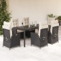 Set de comedor de jardín 7 pzas y cojines ratán sintético negro by , Garden sets - Ref: Foro24-3213064, Price: 805,10 €, Disc...
