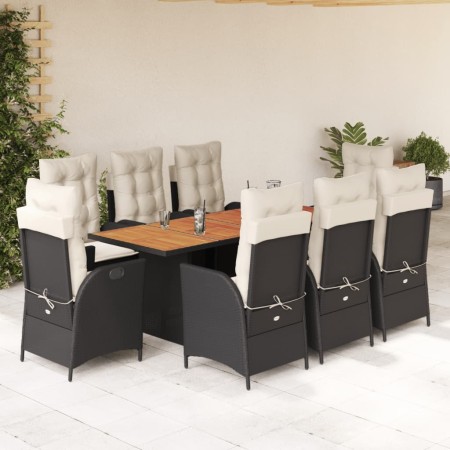 Set de comedor de jardín 9 pzas y cojines ratán sintético negro by , Garden sets - Ref: Foro24-3213137, Price: 1,00 €, Discou...