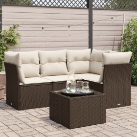 Set comedor de jardín 5 piezas y cojines ratán sintético marrón von , Gartensets - Ref: Foro24-3249432, Preis: 353,04 €, Raba...