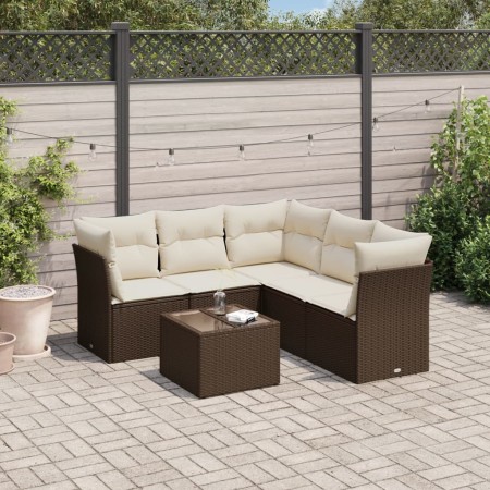 Set sofás de jardín 6 piezas y cojines ratán sintético marrón by , Garden sets - Ref: Foro24-3249472, Price: 410,83 €, Discou...