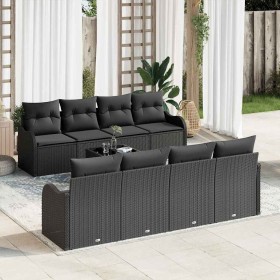 Conjunto de sofá de jardín 9 pcs Negro 55 x 55 x 37 cm