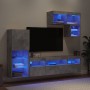 Muebles TV pared con LED 6 pzas madera ingeniería gris hormigón von , TV-Möbel - Ref: Foro24-3216735, Preis: 204,64 €, Rabatt: %