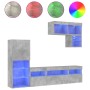 Muebles TV pared con LED 6 pzas madera ingeniería gris hormigón de , Muebles TV - Ref: Foro24-3216735, Precio: 204,36 €