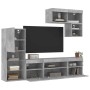 Muebles TV pared con LED 6 pzas madera ingeniería gris hormigón von , TV-Möbel - Ref: Foro24-3216735, Preis: 204,64 €, Rabatt: %