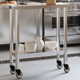 Mesa de trabajo de cocina con ruedas acero inox 82,5x30x85 cm von , Wiederherstellung - Ref: Foro24-376460, Preis: 129,72 €, ...