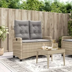 Sillón reclinable de jardín con cojines ratán sintético beige by , garden benches - Ref: Foro24-368230, Price: 198,92 €, Disc...