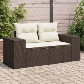 Sofá de jardín con cojines 2 plazas ratán sintético marrón by , Outdoor sofas - Ref: Foro24-366223, Price: 189,35 €, Discount: %