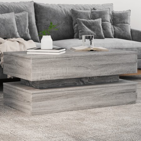 Mesa de centro con luces LED gris Sonoma 90x50x40 cm by , Coffee table - Ref: Foro24-839866, Price: 114,51 €, Discount: %