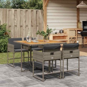 Set comedor de jardín 5 piezas con cojines ratán sintético gris von , Gartensets - Ref: Foro24-3211262, Preis: 330,57 €, Raba...
