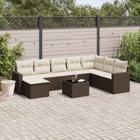 Set de sofás de jardín 9 pzas y cojines ratán sintético marrón by , Modular outdoor sofas - Ref: Foro24-3251710, Price: 555,5...