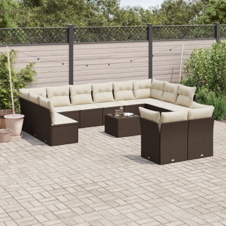 Set de sofás de jardín con cojines 13 piezas ratán PE marrón von , Gartensets - Ref: Foro24-3218443, Preis: 848,42 €, Rabatt: %