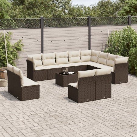 Set de sofás de jardín con cojines 13 piezas ratán PE marrón by , Garden sets - Ref: Foro24-3218483, Price: 825,55 €, Discoun...