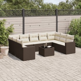 Set de sofás de jardín 10 pzas y cojines ratán sintético marrón von , Modulare Sofas für den Außenbereich - Ref: Foro24-32517...