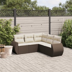 Set comedor de jardín 5 piezas y cojines ratán sintético marrón von , Gartensets - Ref: Foro24-3253690, Preis: 382,00 €, Raba...