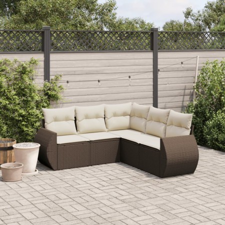 Set comedor de jardín 5 piezas y cojines ratán sintético marrón von , Gartensets - Ref: Foro24-3253690, Preis: 382,00 €, Raba...