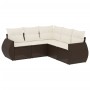Set comedor de jardín 5 piezas y cojines ratán sintético marrón von , Gartensets - Ref: Foro24-3253690, Preis: 382,00 €, Raba...
