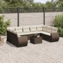 Set de sofás de jardín 10 pzas y cojines ratán sintético marrón by , Garden sets - Ref: Foro24-3254150, Price: 676,56 €, Disc...