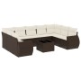 Set de sofás de jardín 10 pzas y cojines ratán sintético marrón by , Garden sets - Ref: Foro24-3254150, Price: 676,56 €, Disc...